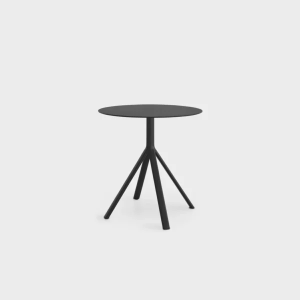 Lapalma Fork EP120 H74 outdoor table with Ø60 cm HPL top and aluminum base, designed by Tomoya Tabuchi.
