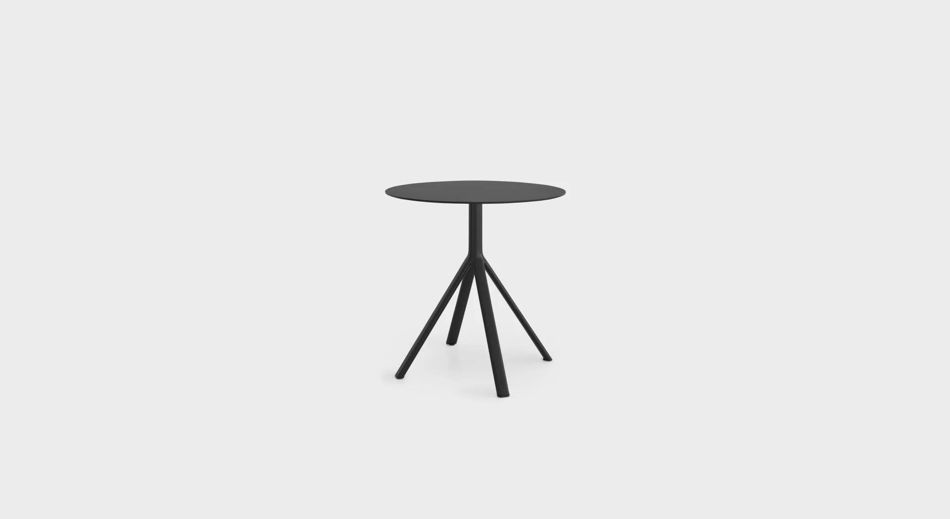 Lapalma Fork EP120 H74 outdoor table with Ø60 cm HPL top and aluminum base, designed by Tomoya Tabuchi.