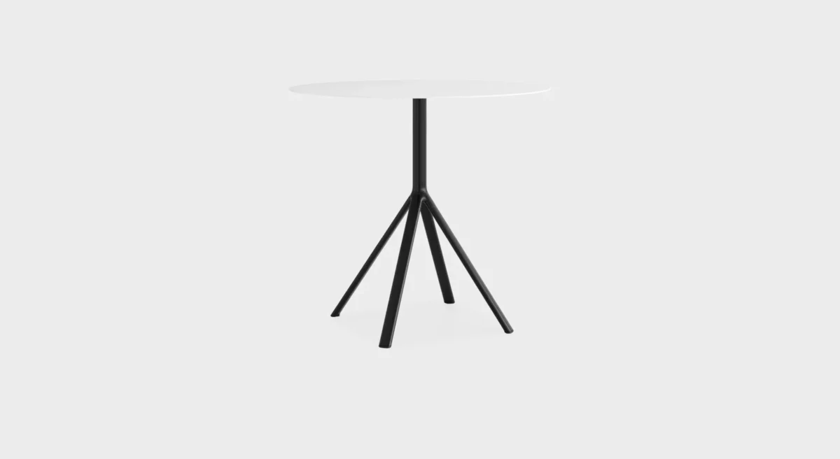 Lapalma Brunch EP125 H110 modular high table with curved honeycomb board top and matte chrome metal base.