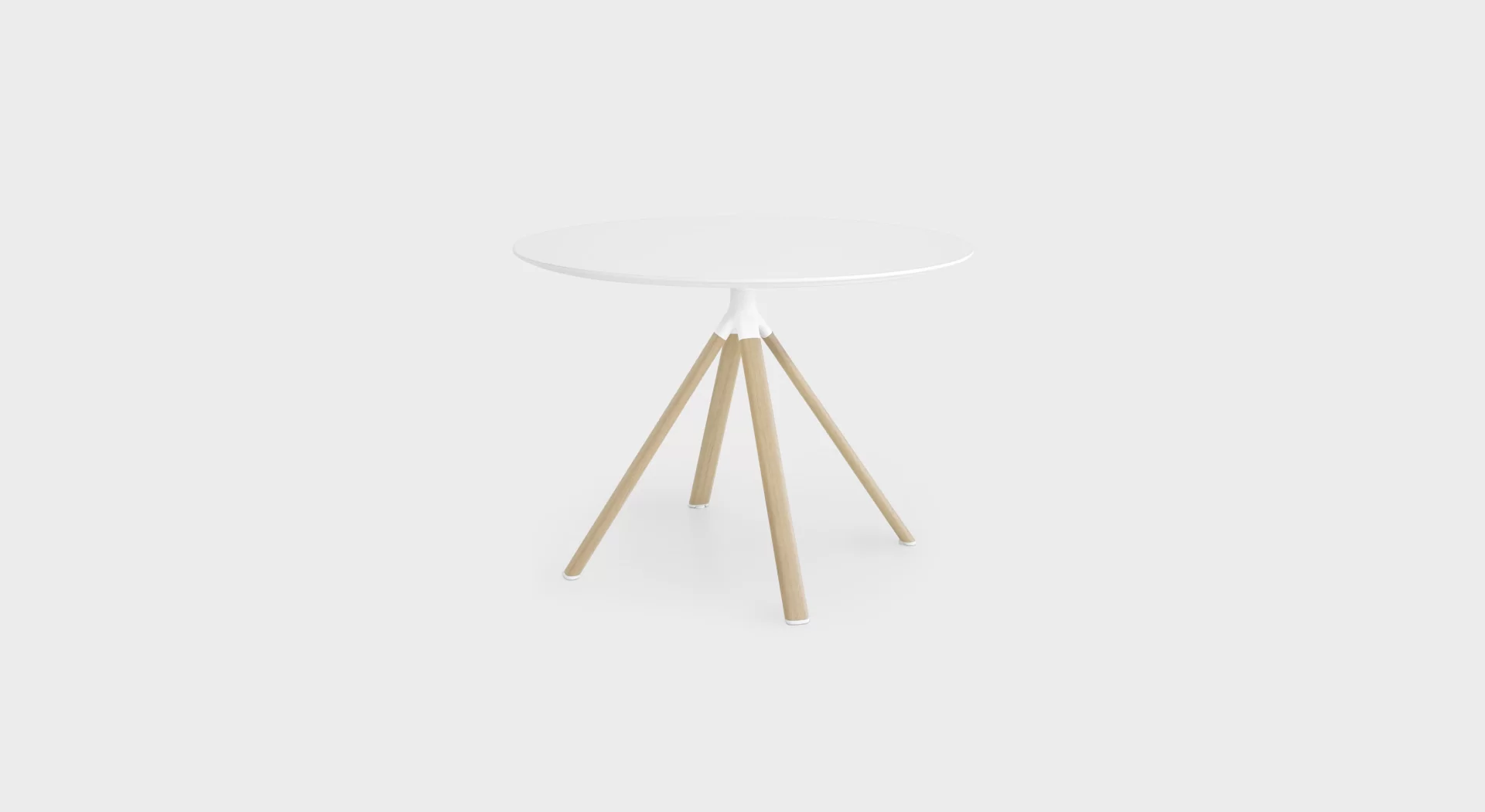 “Lapalma P124 table (H74 cm) with a round wood veneer top and slender powder‑coated steel legs—clean, modern Italian design.”