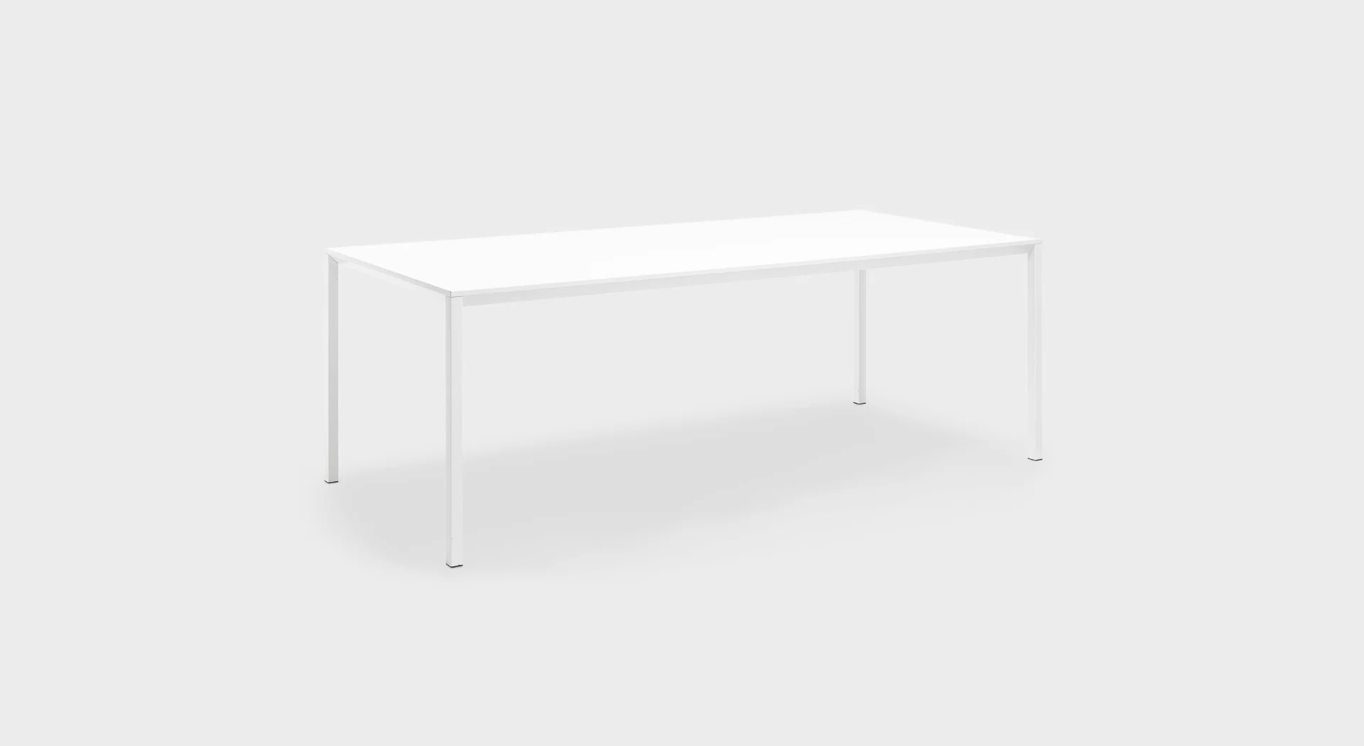 Lapalma FRAME P13 rectangular office table (200x100 cm, H74) with white powder-coated aluminum frame and white HPL top, designed by Romano Marcato.