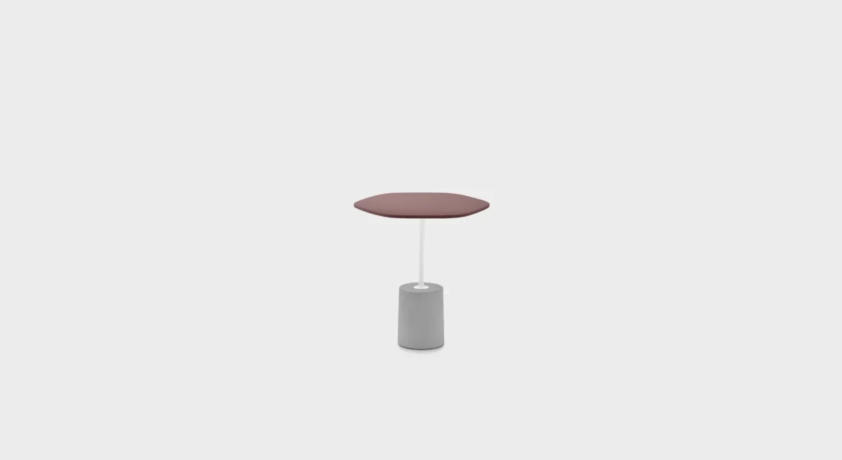 Contemporary Lapalma JEY ET40 side table, combining a sturdy cylindrical base in concrete or marble with a powder-coated stem and HPL Fenix® top.