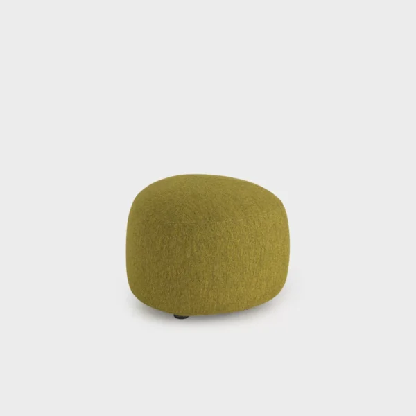 “KIPU D01 pouf by Lapalma with soft fabric upholstery and organic pebble-shaped design.”