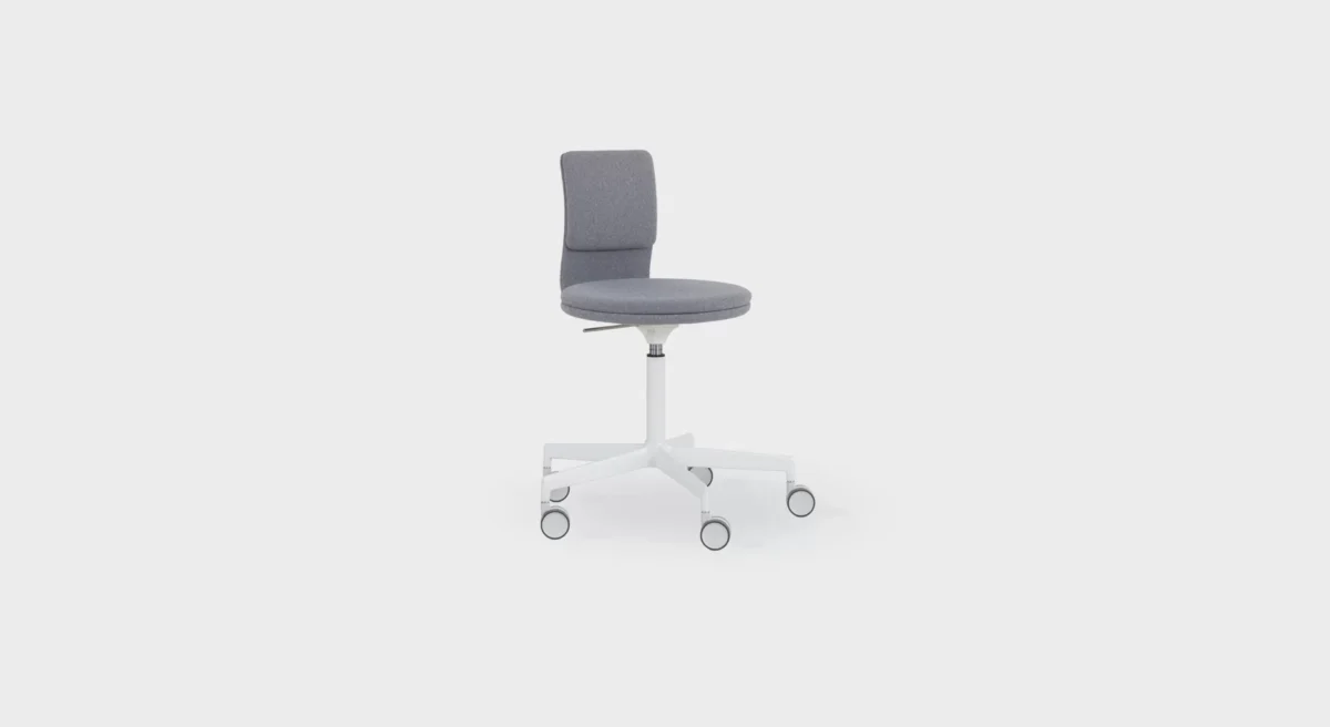 Lapalma Lab S70 H47–60 stool with height-adjustable swivel seat, die-cast aluminum base, and self-braking castors.