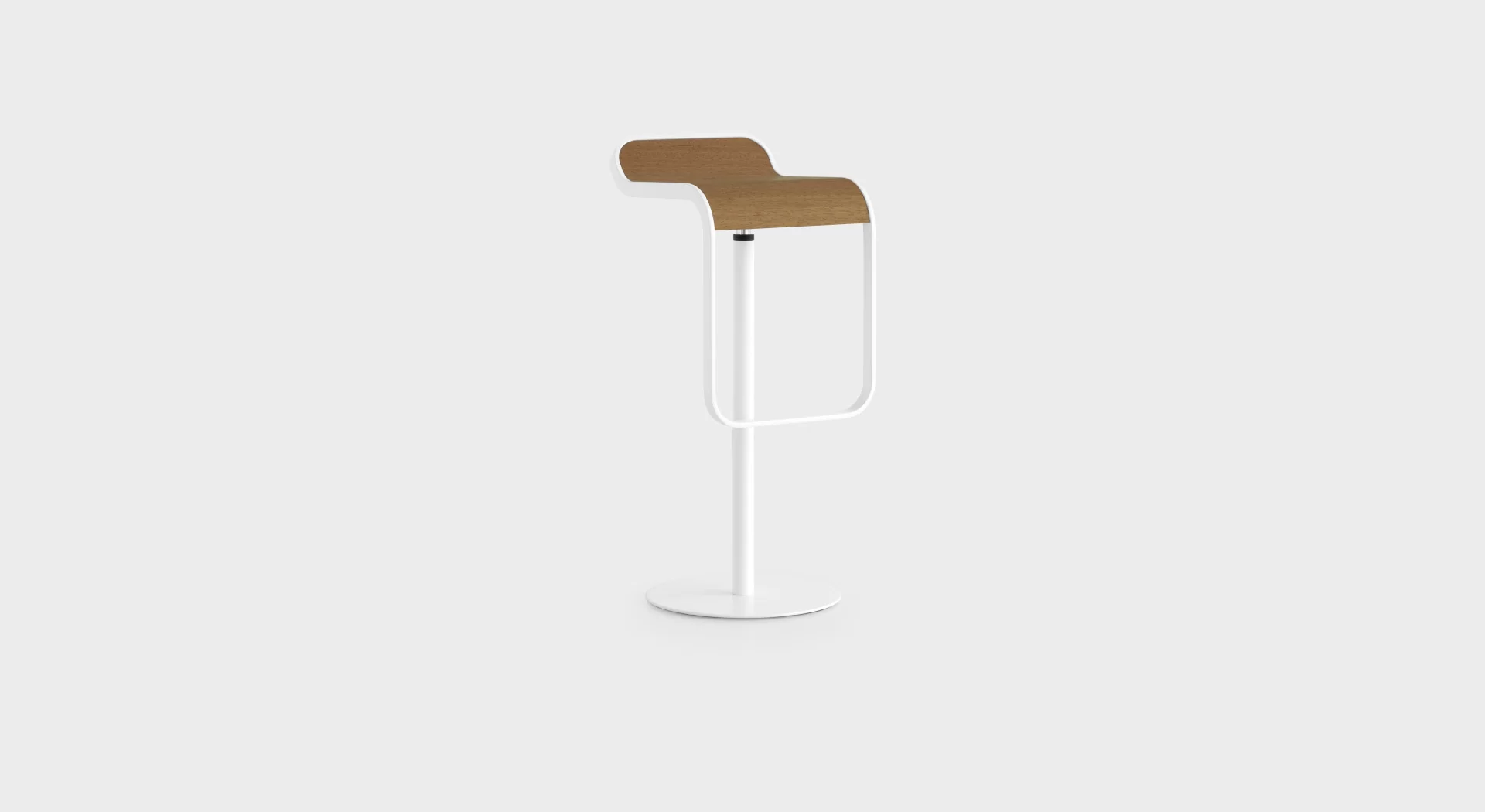 Lapalma LEM ES81 outdoor swivel stool with Iroko wood seat and powder-coated steel frame, designed by Shin & Tomoko Azumi.