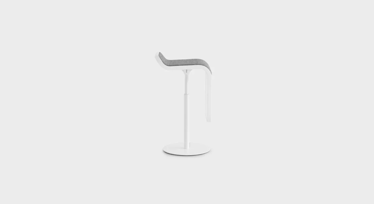 Lapalma LEM S79 height-adjustable stool (H55–67 cm) with powder-coated metal frame, swivel seat, and various finish options.
