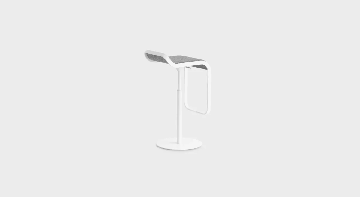 Lapalma LEM S79 height-adjustable stool (H55–67 cm) with powder-coated metal frame, swivel seat, and various finish options.