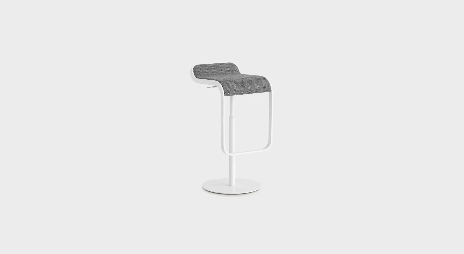 Lapalma LEM S79 height-adjustable stool (H55–67 cm) with powder-coated metal frame, swivel seat, and various finish options.