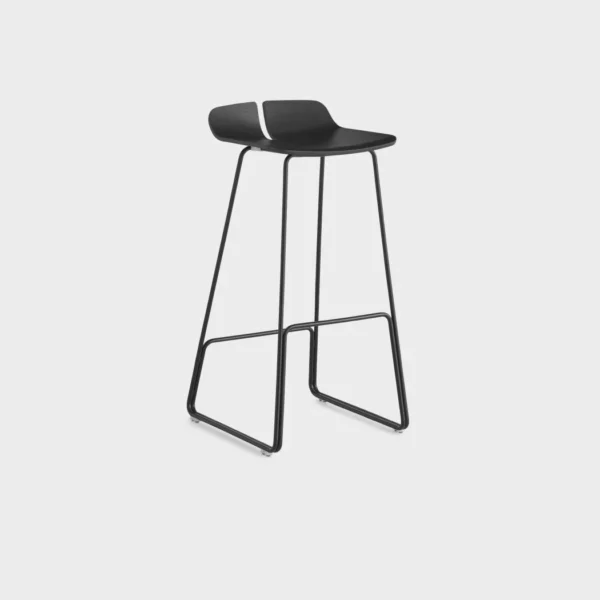Lapalma S129 H75 bar stool with molded plywood seat and stainless steel frame, designed by Hee Welling for modern interiors.
