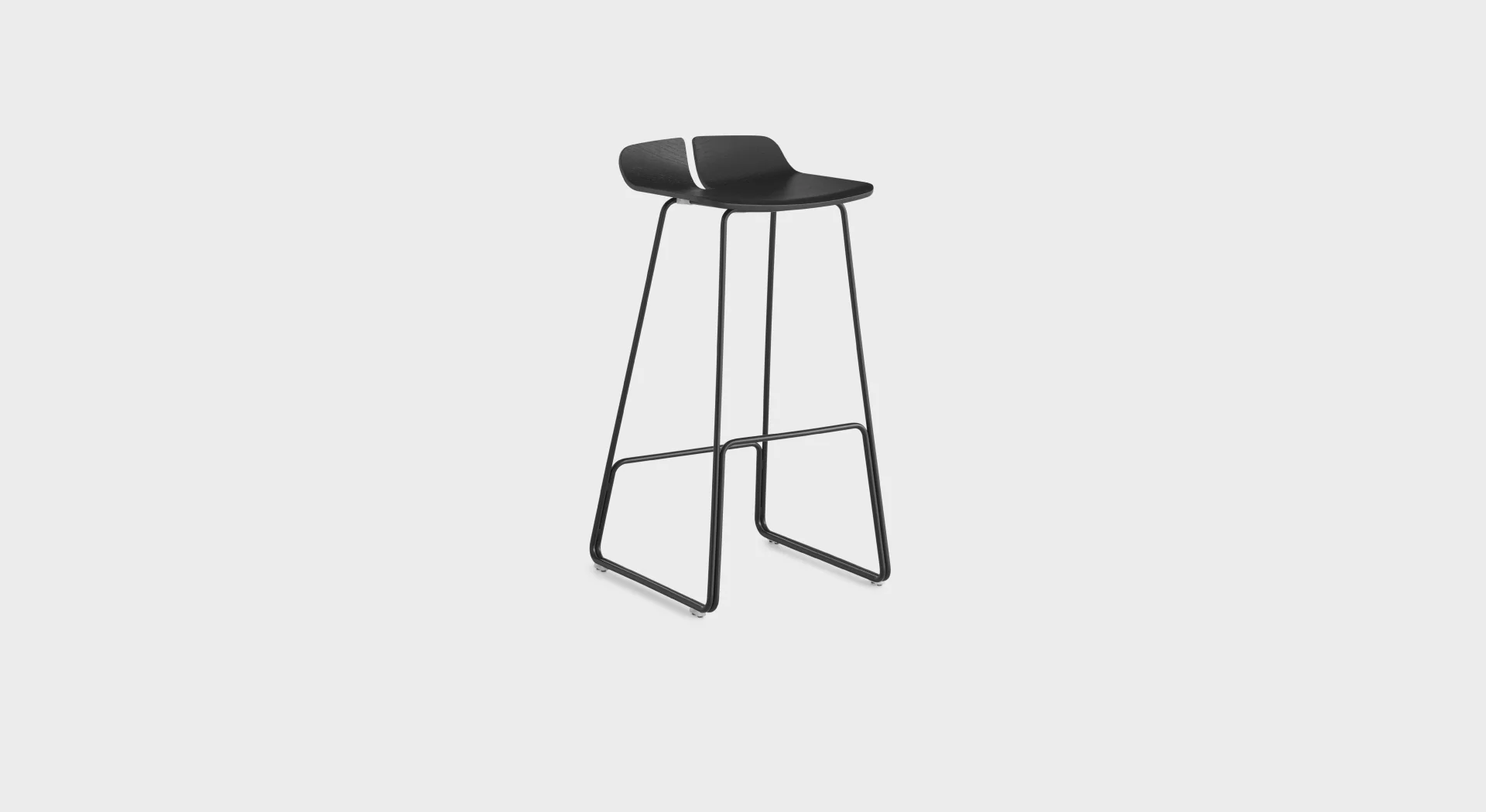 Lapalma S129 H75 bar stool with molded plywood seat and stainless steel frame, designed by Hee Welling for modern interiors.