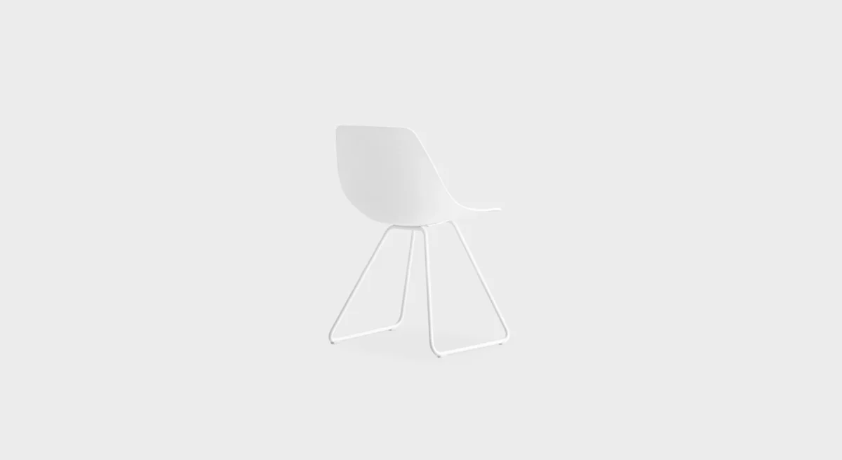 Contemporary Lapalma Miunn ES160 chair in white, featuring a sled base and ergonomic design.