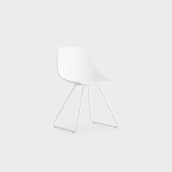 Lapalma Miunn ES160 outdoor chair with sled base in stainless steel, featuring a white Baydur® shell