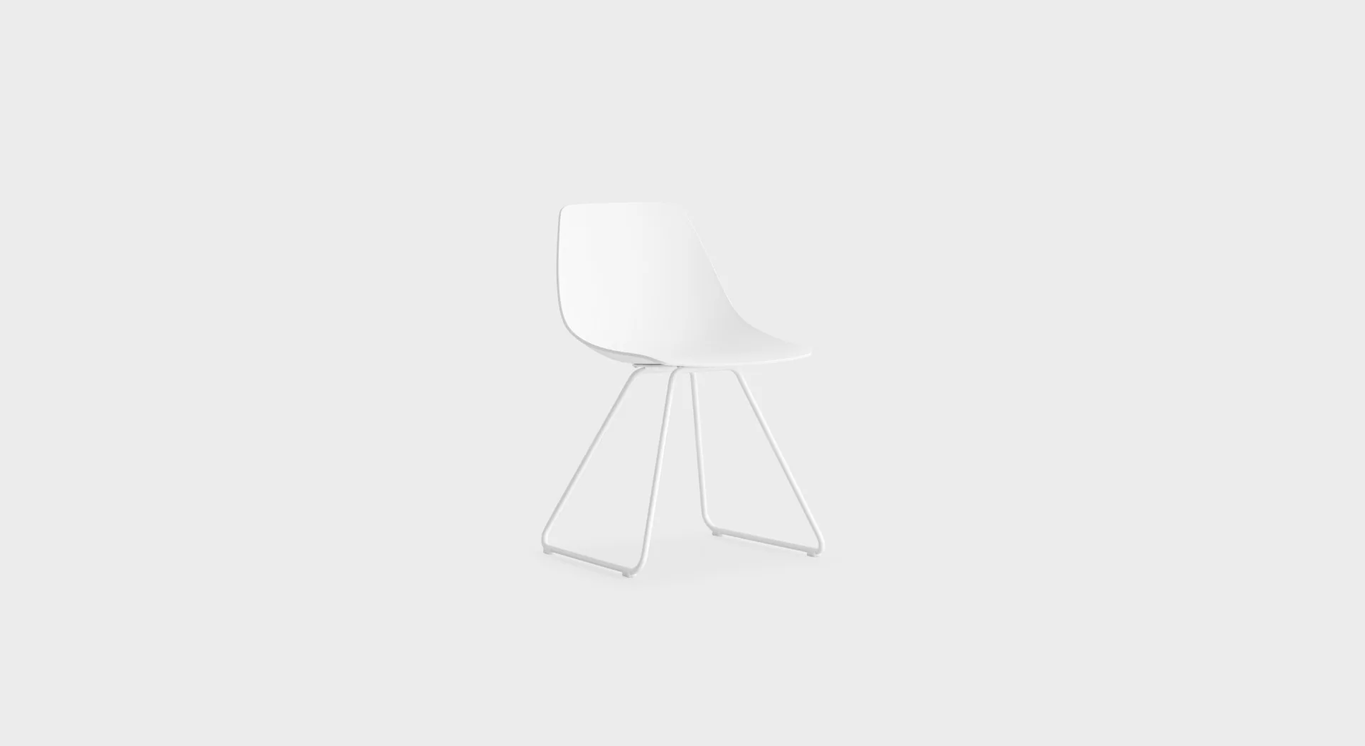 Lapalma Miunn ES160 outdoor chair with sled base in stainless steel, featuring a white Baydur® shell