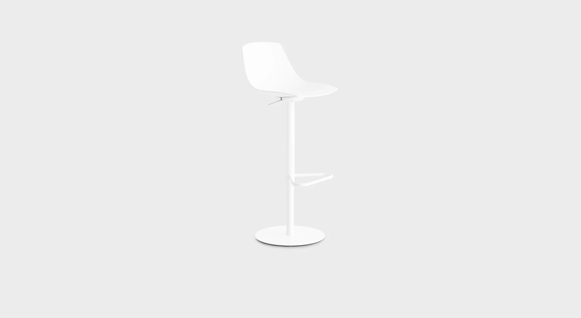Lapalma Miunn S104T adjustable bar stool with swivel seat, sandblasted stainless steel frame, and round base.