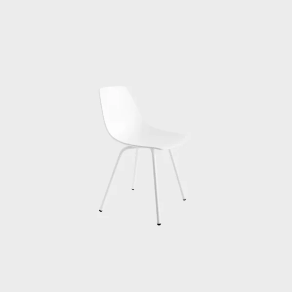 Lapalma Miunn S161 chair with four-legged base in matte chrome or powder-coated steel, featuring a 3D-molded plywood seat shell in various finishes.