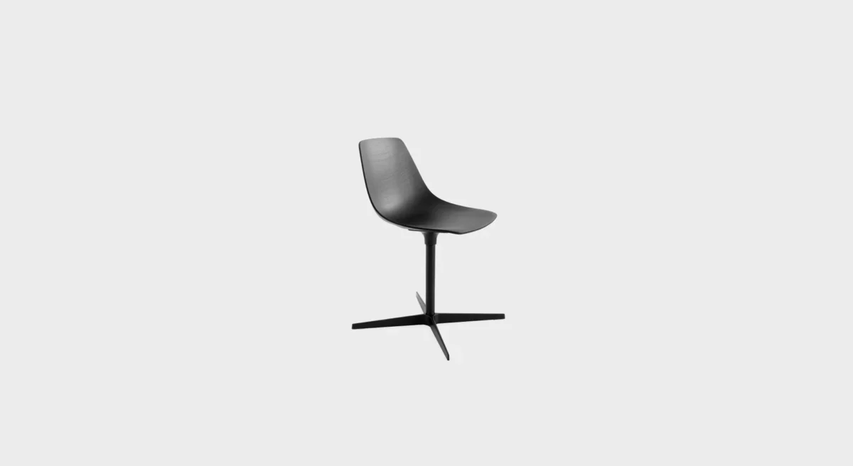 Lapalma Miunn S162 swivel chair with 4-star base, 3D molded plywood seat in black open-pore finish, designed by Karri Monni.