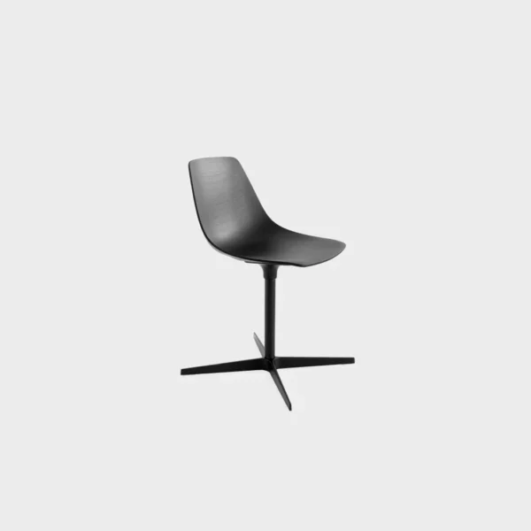 Lapalma Miunn S162 swivel chair with 4-star base, 3D molded plywood seat in black open-pore finish, designed by Karri Monni.