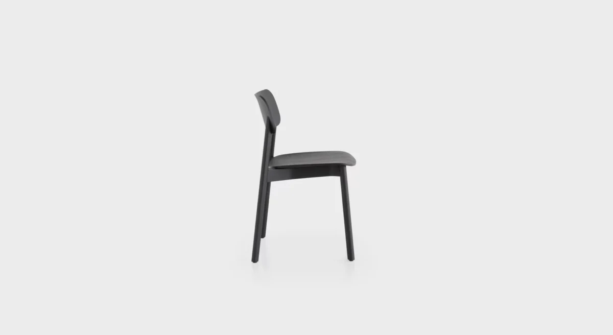 Lapalma Oiva S370 stackable chair with solid ash frame and curved plywood seat and backrest, designed by Antti Kotilainen.
