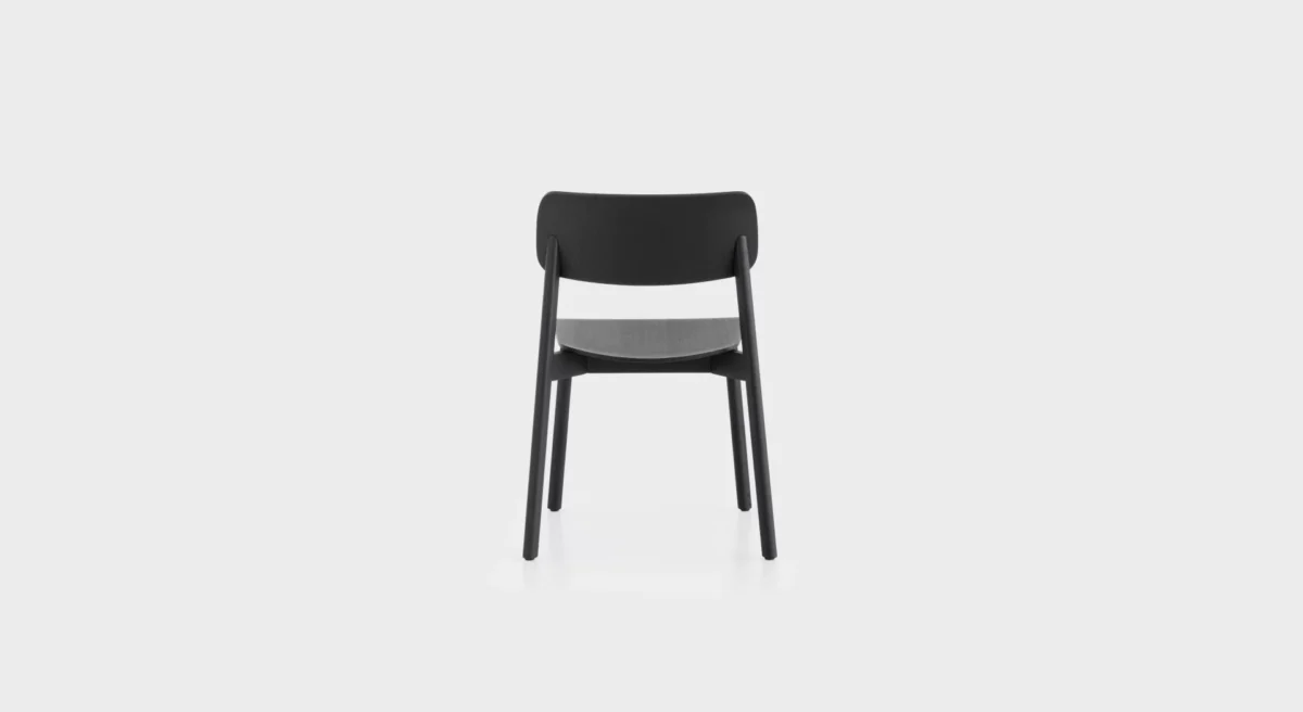Lapalma Oiva S370 stackable chair with solid ash frame and curved plywood seat and backrest, designed by Antti Kotilainen.