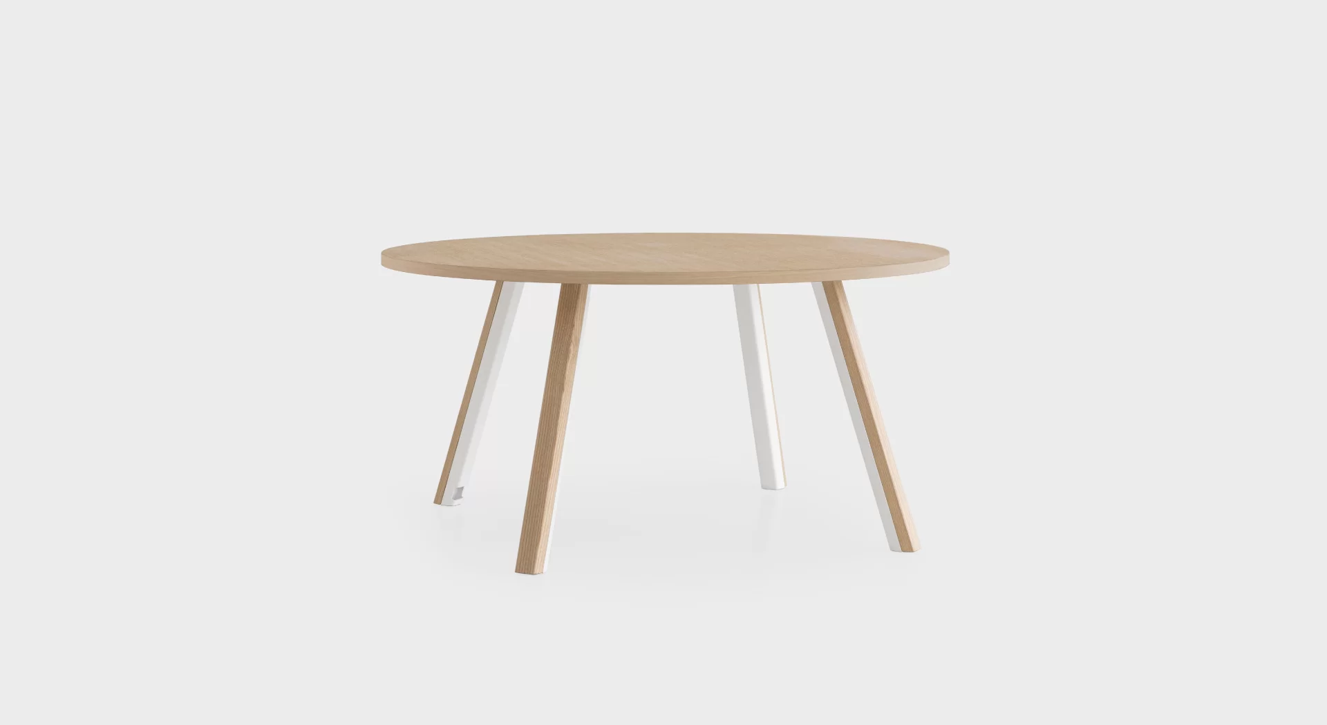 Lapalma RONDÒ 130 H73 table with rounded-corner square plywood top, available in various finishes, supported by a central base with a stainless steel cover and matte chromed or powder-coated column.
