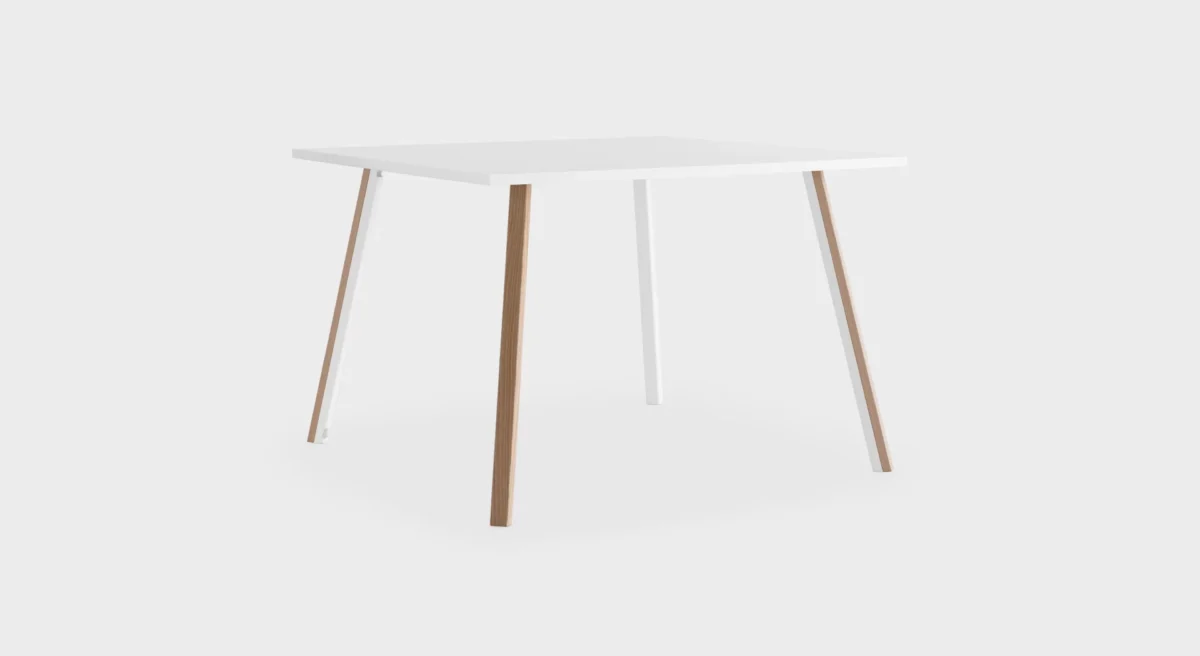 Lapalma ORI Square High table with slanted solid ash legs and powder-coated metal frame, designed by Romano Marcato.