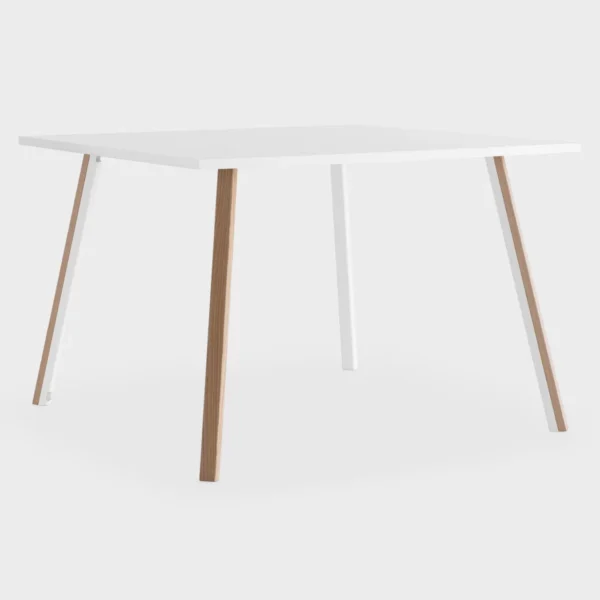 Lapalma ORI Square High table with slanted solid ash legs and powder-coated metal frame, designed by Romano Marcato.