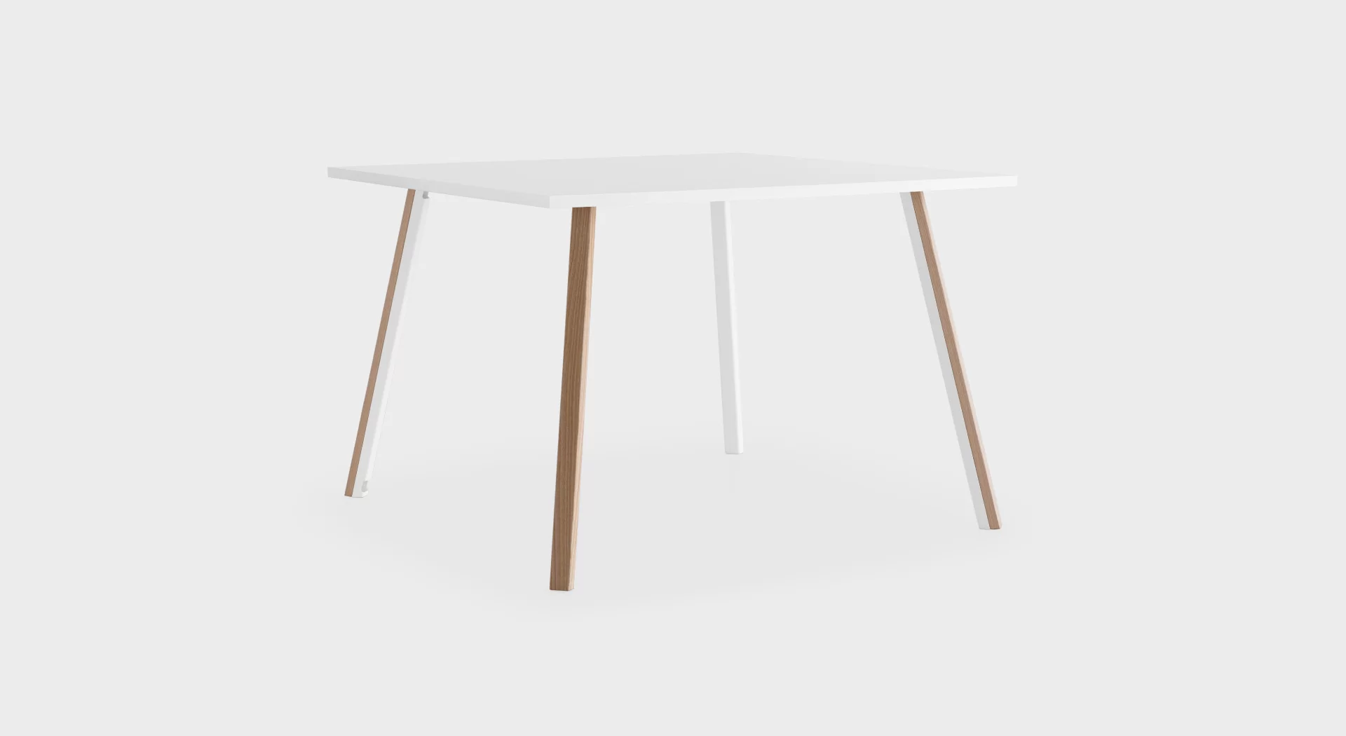 Lapalma ORI Square High table with slanted solid ash legs and powder-coated metal frame, designed by Romano Marcato.