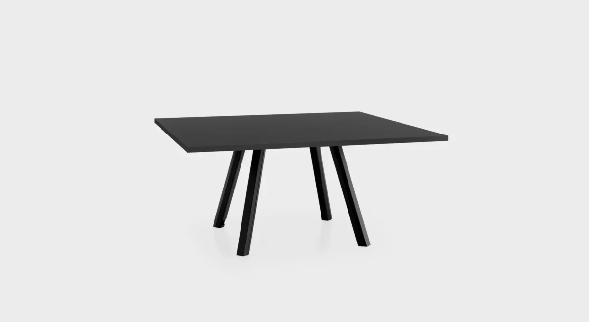Square table with minimalist metal base by Lapalma