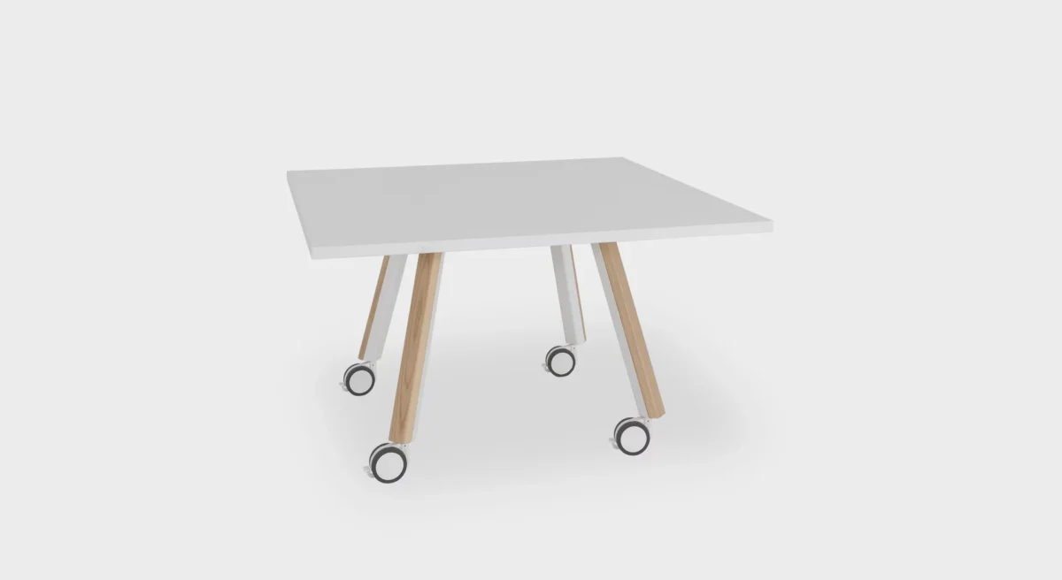 Square table with minimalist metal base by Lapalma