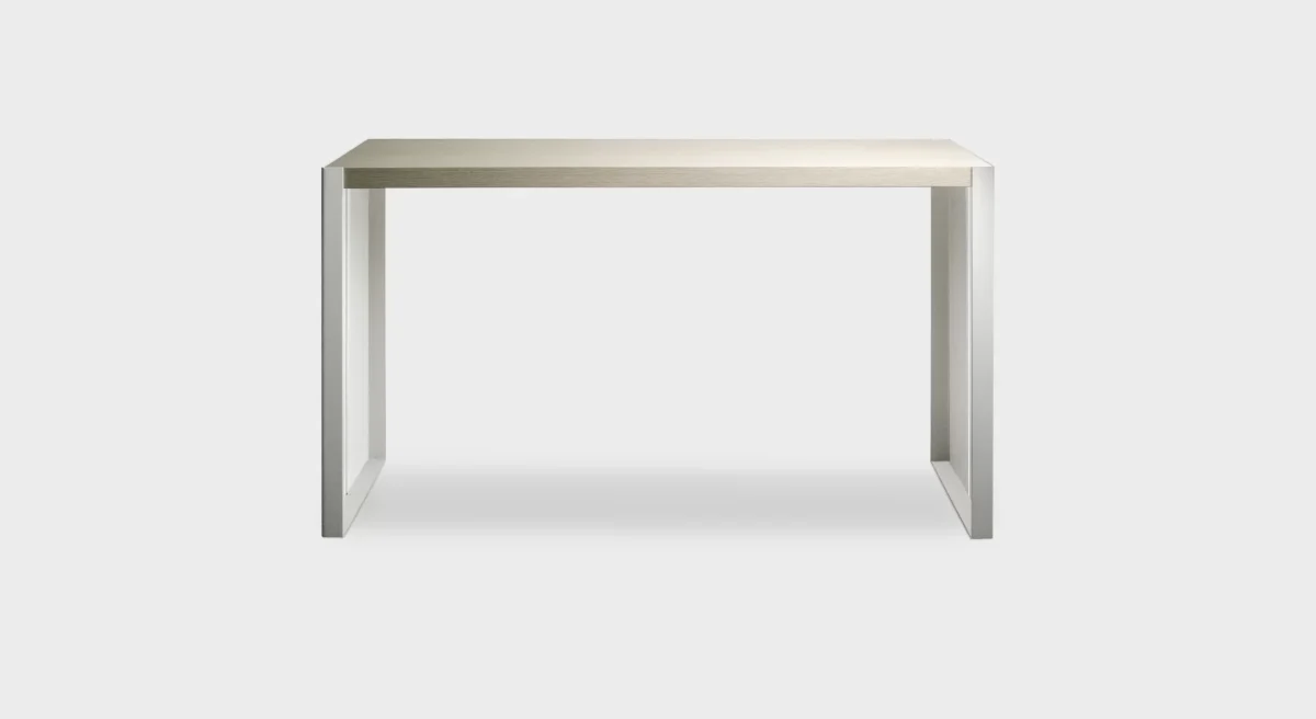 Tall minimalist high table with slim metal legs by Lapalma.