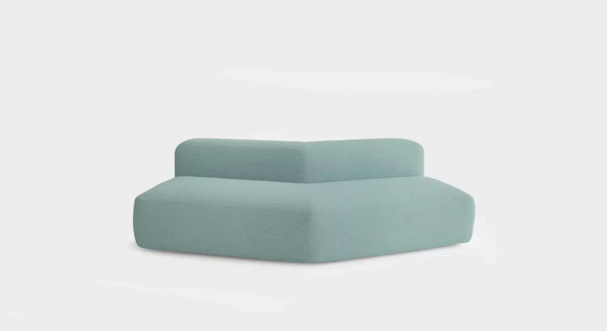 Lapalma ADD V-Shape modular corner sofa with powder-coated die-cast aluminum frame, elastic webbed support, and upholstered cushions in fire-retardant foam with removable fabric covers.