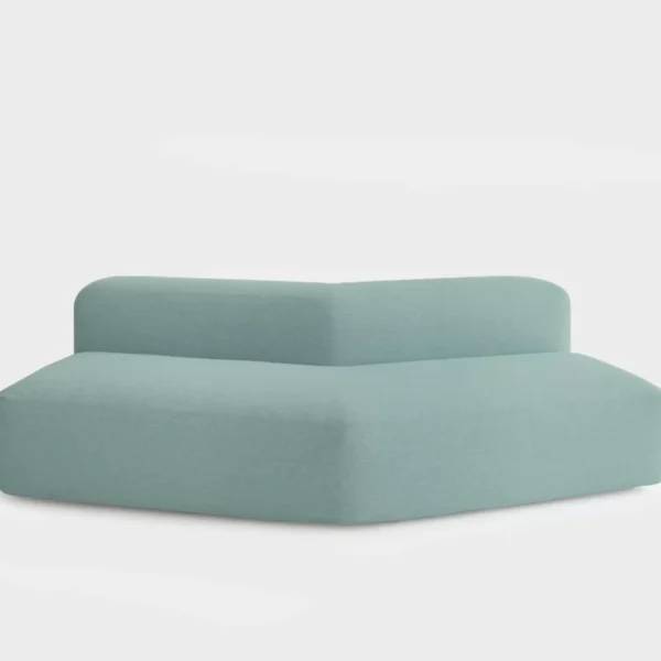Lapalma ADD V-Shape modular corner sofa with powder-coated die-cast aluminum frame, elastic webbed support, and upholstered cushions in fire-retardant foam with removable fabric covers.