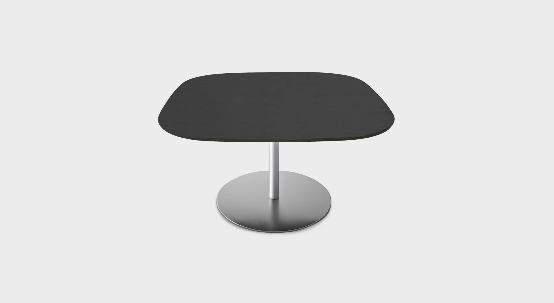 “Lapalma RONDÒ 130 H73 rounded-square table with white laminate top and slender pedestal base, ideal for modern dining areas.”