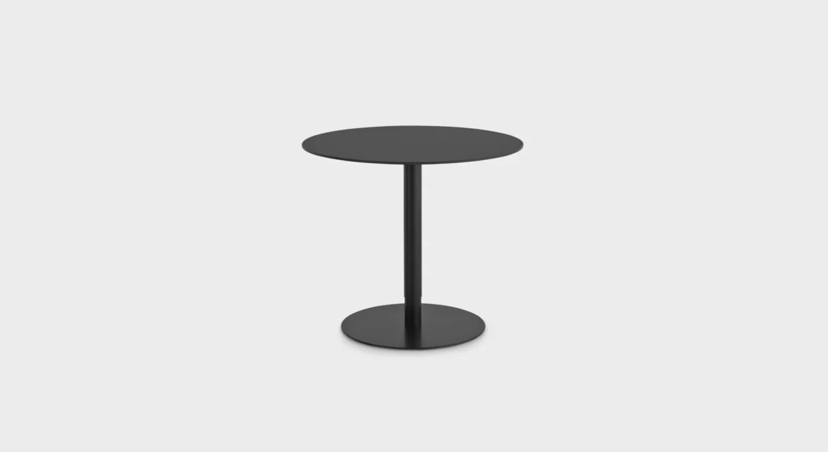 “Lapalma 90 stool in matte black with chrome column, extended to full height (106 cm), ideal for commercial bar seating.”