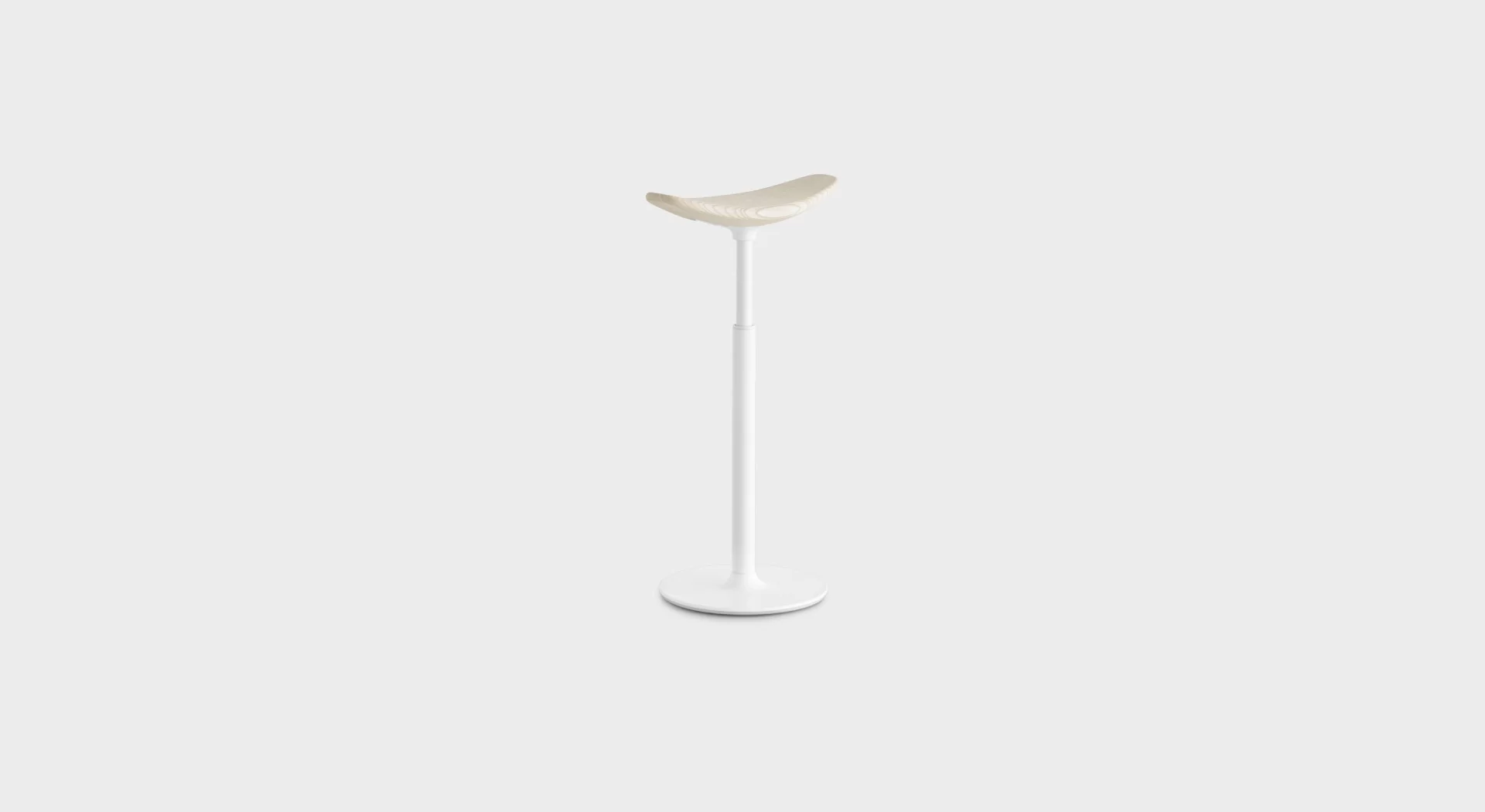 Lapalma RYO S172 H61–73 height-adjustable stool with tilting base, solid ashwood seat, and powder-coated metal column, designed by Enzo Berti.
