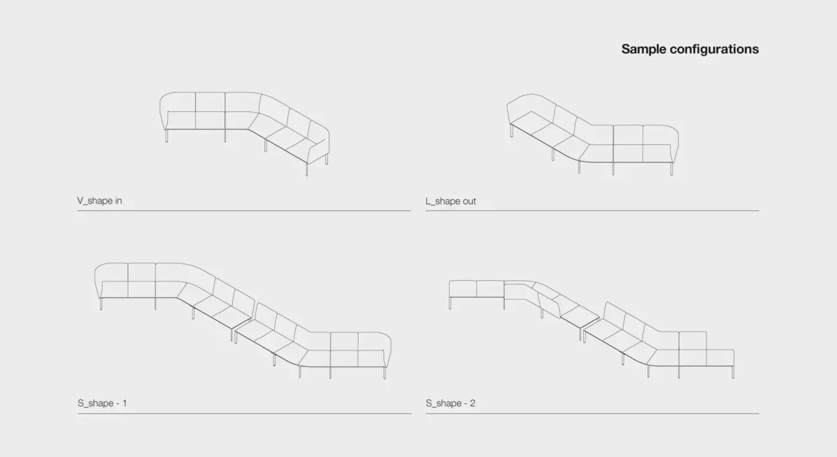 Minimalist bench with slim metal legs and wood seat by Lapalma.