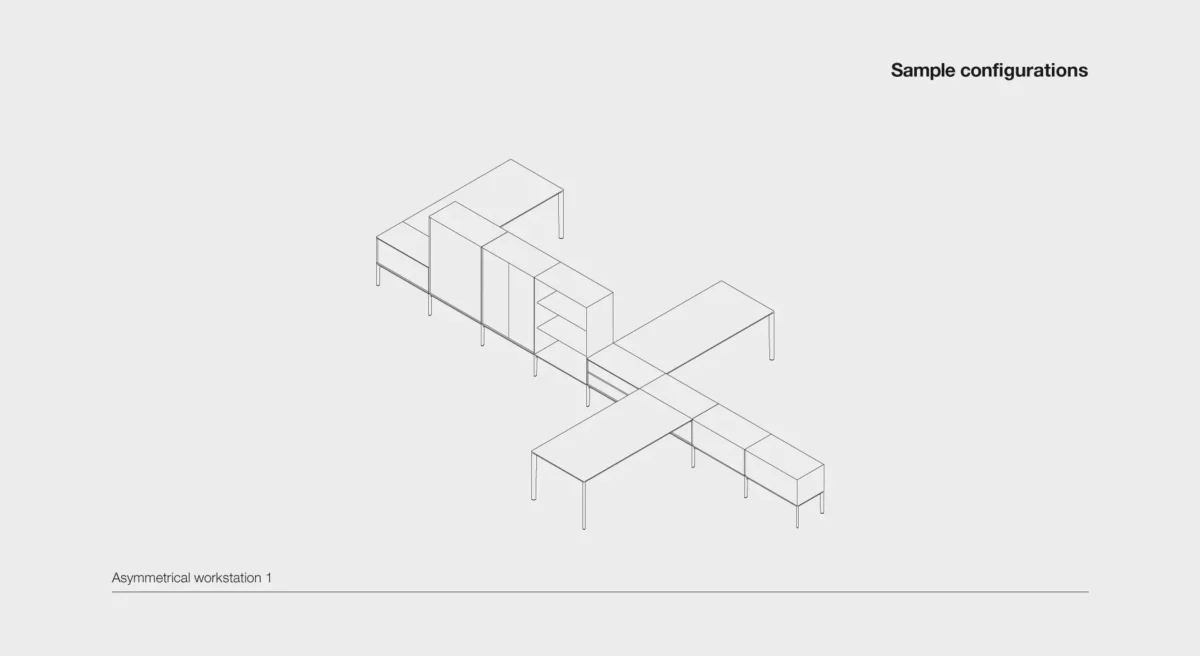 Three Workstations by Lapalma featuring a minimalist, efficient design