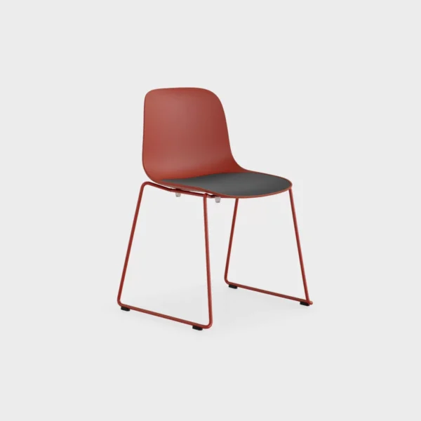 Lapalma Seela ES310 outdoor chair with stackable sled base, polypropylene shell, and replaceable seat pad, designed by Antti Kotilainen.