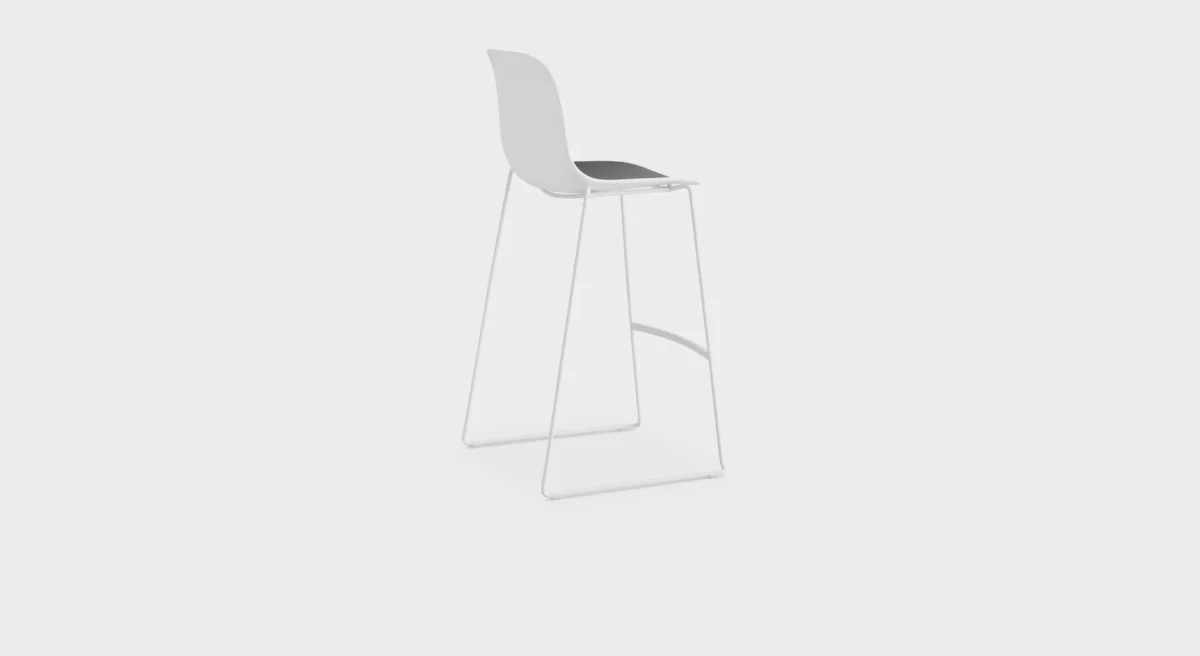 ES321 outdoor bar stool with clean lines and powder-coated frame, paired with a modern outdoor counter setup.