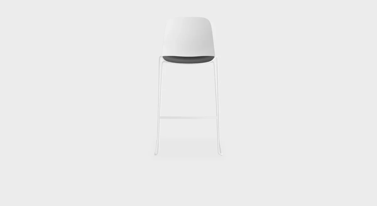 Luxury ES321 outdoor bar stool with contoured seat and footrest, perfect for patio bars or rooftop lounges.