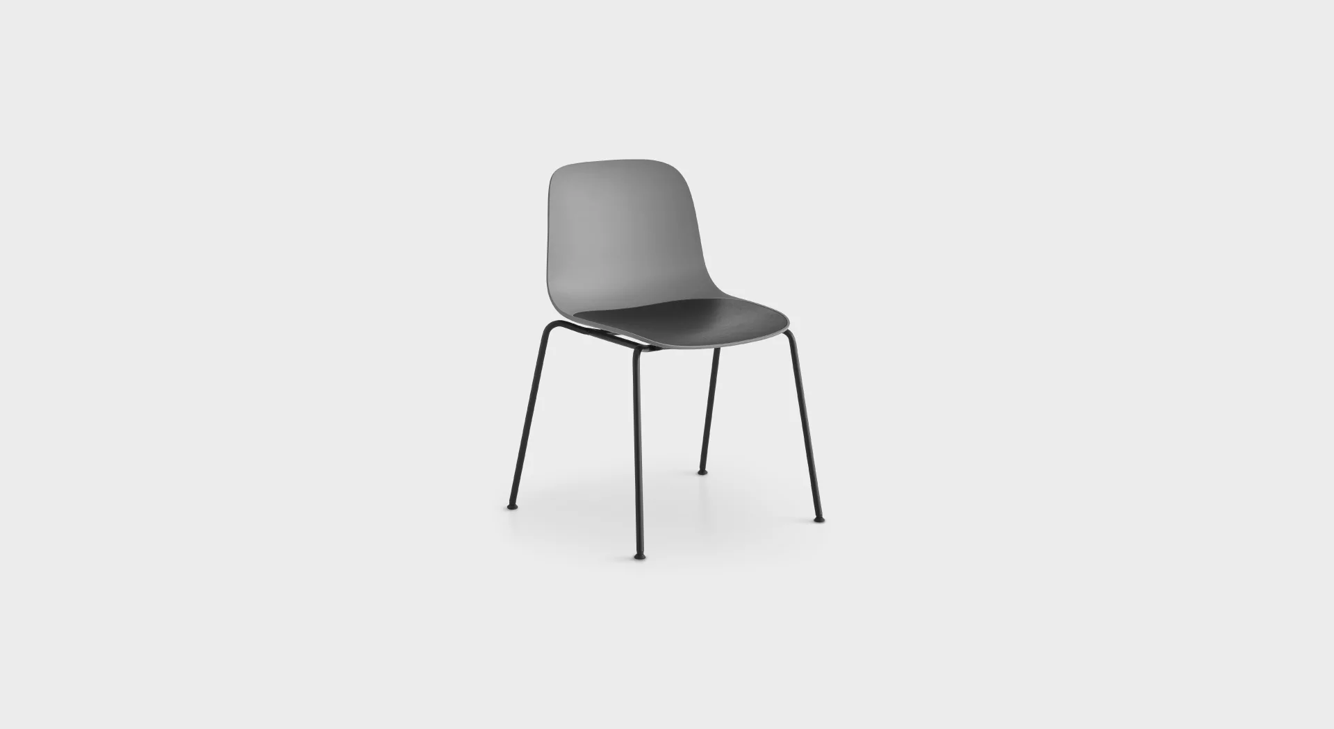 Minimalist stool with low backrest and sleek metal frame by Lapalma.