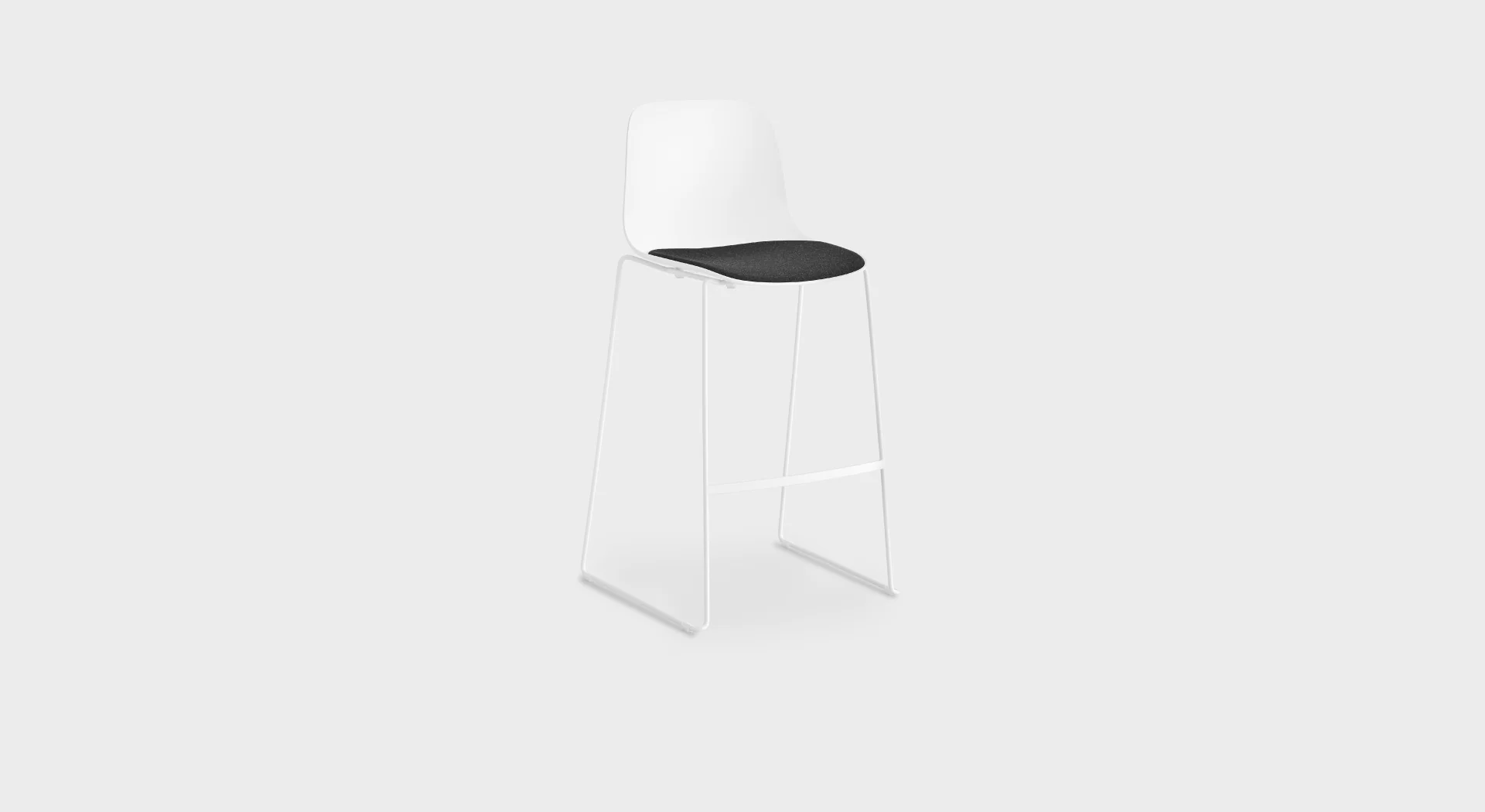 Lapalma Seela S321 H75 counter stool with polypropylene shell, integrated seat pad, and stackable sled base, designed by Antti Kotilainen.