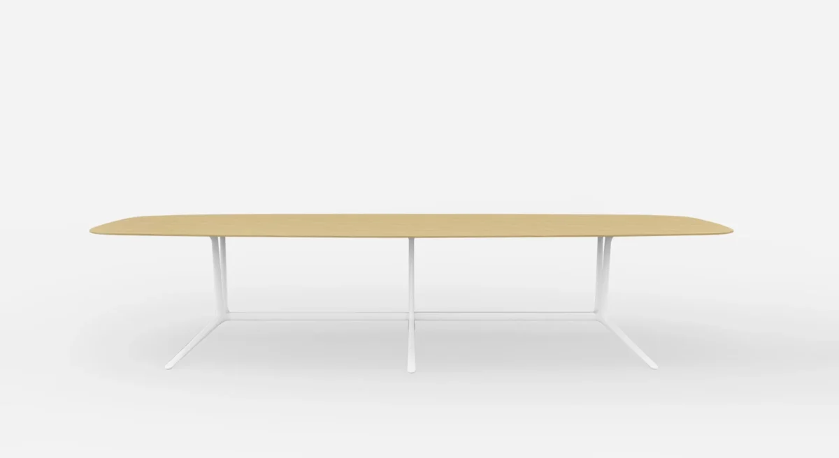 Lapalma Trail T387 rectangular table with die-cast aluminum base and powder-coated finish, featuring a marble or MDF top with lacquered edges.