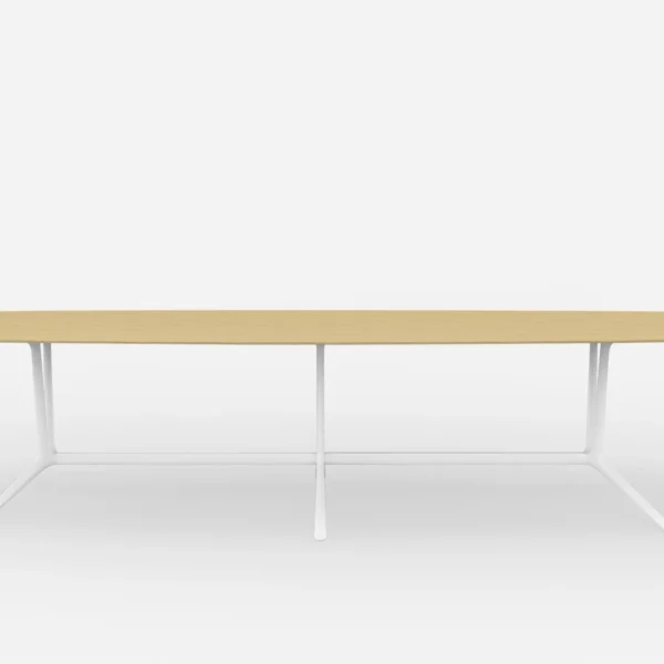 Lapalma Trail T387 rectangular table with die-cast aluminum base and powder-coated finish, featuring a marble or MDF top with lacquered edges.