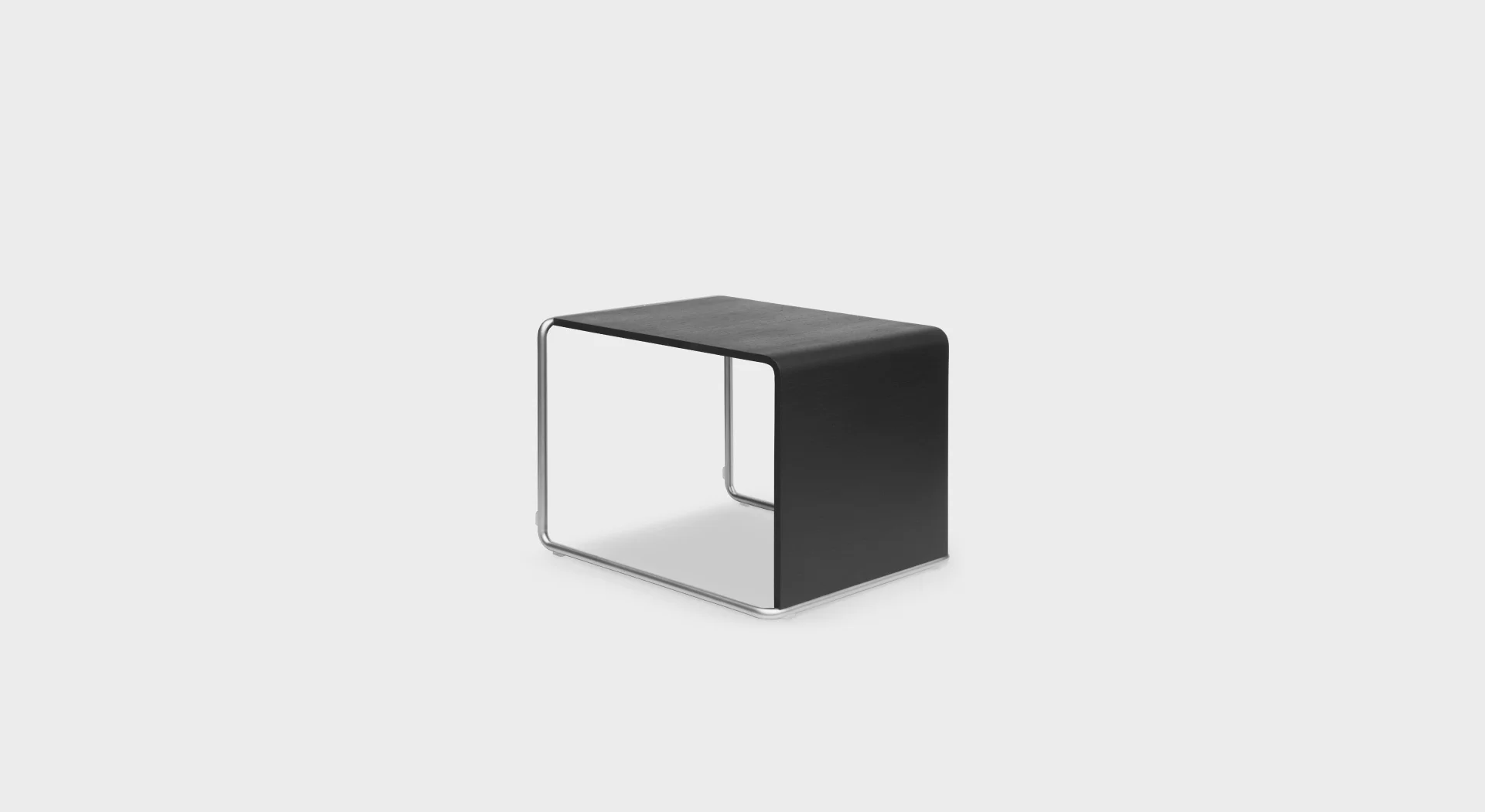 “Lapalma T50 side table, 45×41 cm with 35 cm height, featuring a sleek powder-coated metal frame and rounded wood top.”