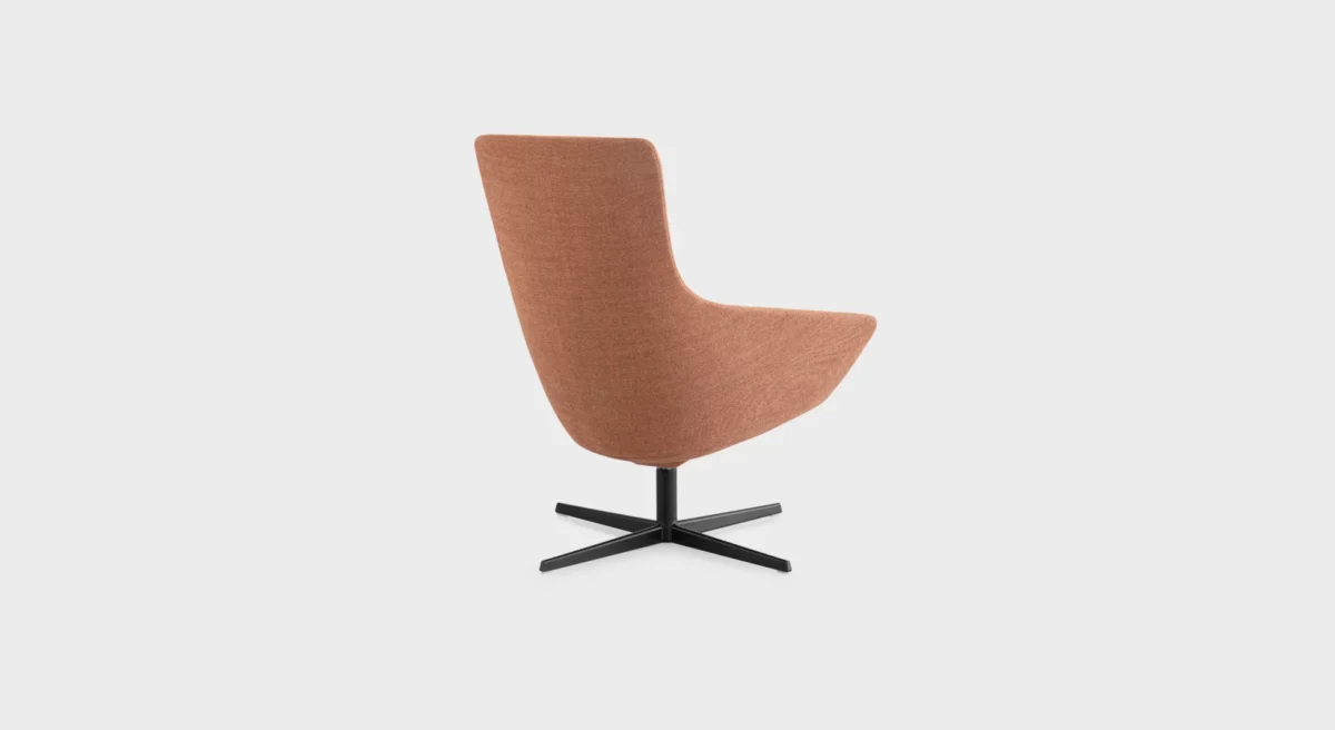 “Overhead shot of Edit S570 armchair, focusing on its compact footprint and suitability for various interior layouts.”