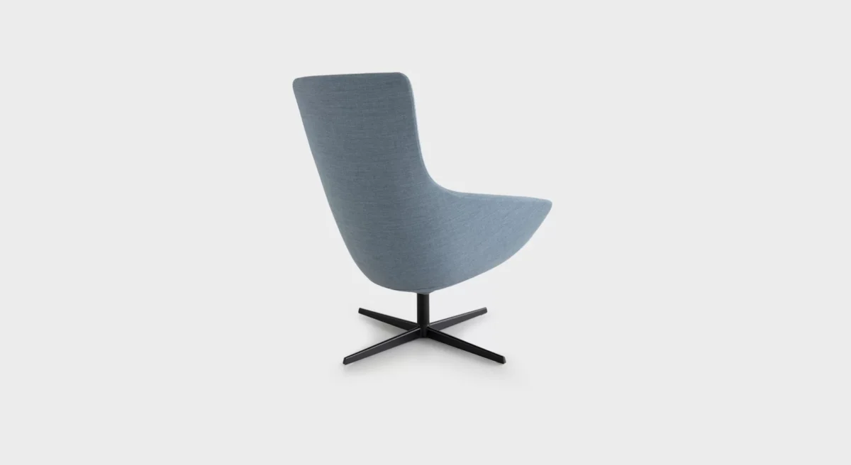 “Lapalma S570 armchair featuring a recyclable polyurethane shell and eco-friendly materials, positioned in a sustainable interior.”