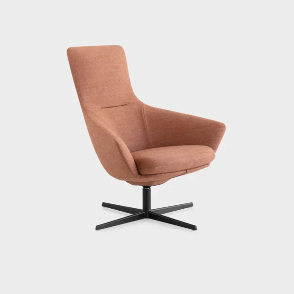 “Close-up of Lapalma S570 armchair's seamless upholstery and wooden leg joint, showcasing Italian craftsmanship.”