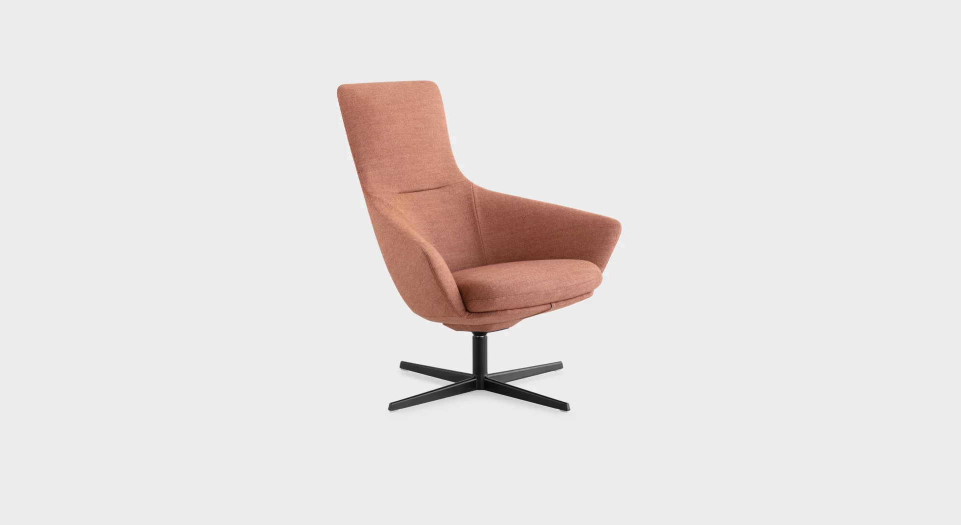 “Close-up of Lapalma S570 armchair's seamless upholstery and wooden leg joint, showcasing Italian craftsmanship.”