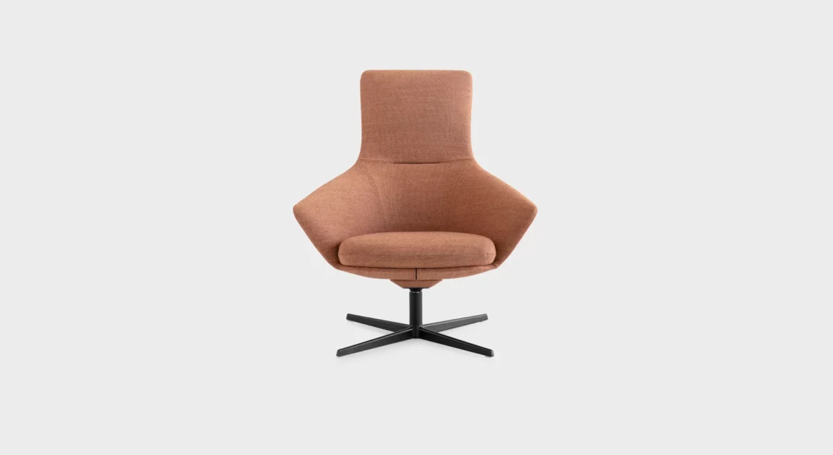 “Detail of Lapalma Edit S570's backrest curvature and leg structure, reflecting its modernist design influences.”